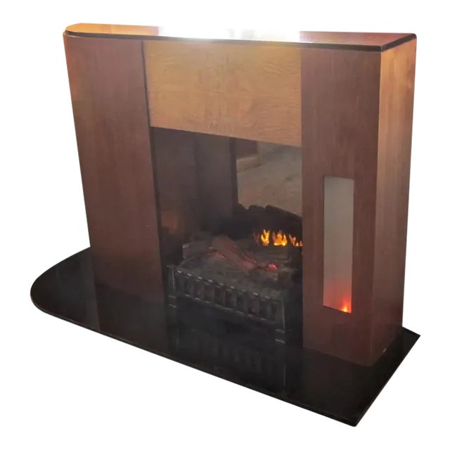Art Deco Mid-Century Modern Freestanding Fireplace Mantel | Chairish