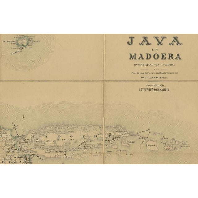 Large Antique Map of Java & Madura with Batavia Inset, 1870s For Sale - Image 14 of 15