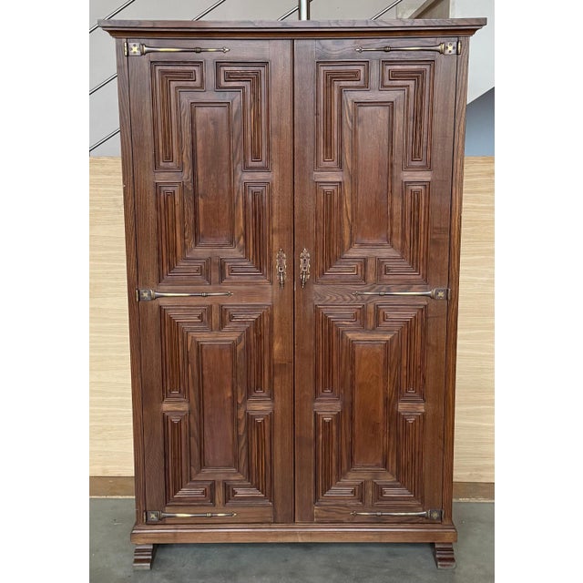 20th Century Armoire, Kitchen Cabinet with Two Doors, Carved Walnut, Spain For Sale - Image 10 of 18