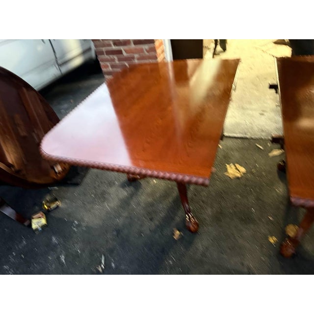 Brown Vintage Chippendale Style Ball and Claw Feet Double Pedestal Dining Table For Sale - Image 8 of 17