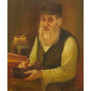 Marina Grigoryan, Shtetl Shoemaker Judaica Oil Painting For Sale