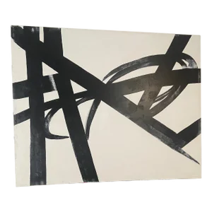 Contemporary Abstract Black & White Acrylic Canvas Painting