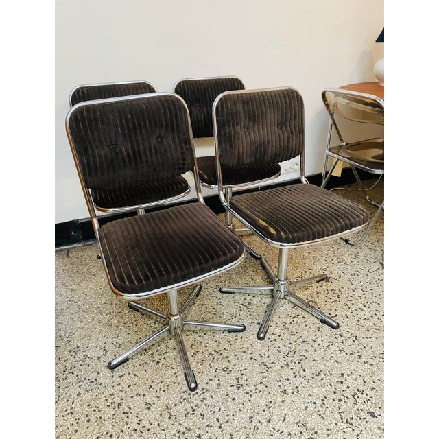 Chrome-Plated Swivel Chairs, 1970s, Set of 4 For Sale - Image 11 of 11