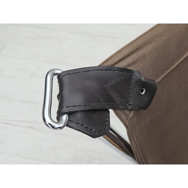 Norwegian Armchair in Leather, Chrome Steel, Teak Wood & Canvas by Harald Relling for Westnofa, 1970s For Sale - Image 16 of 18