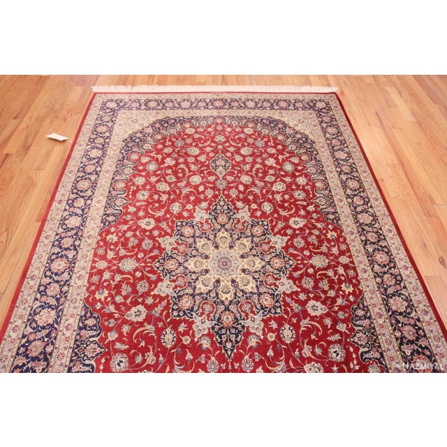Persian Nazmiyal Collection 1950s Fine Floral Vintage Persian Silk Kashan Rug For Sale - Image 3 of 8