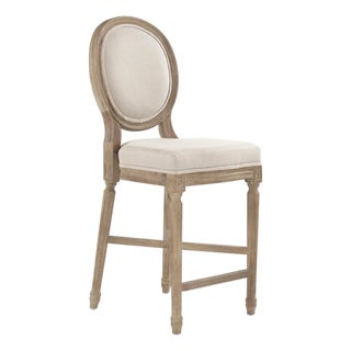 Medallion Louie Counter Stool - Linen / Limed Grey Oak Frame For Sale