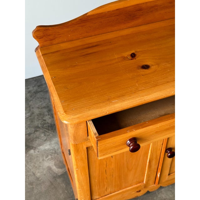 Vintage American Farmhouse Pine Washstand Cabinet Sideboard For Sale - Image 14 of 18
