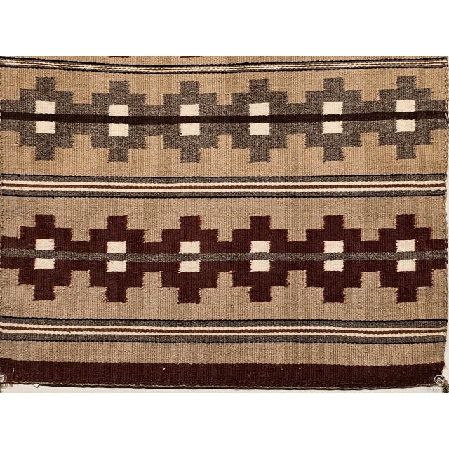 Vintage Native American Indian Navajo Rug, Geometric Banded Pattern, Wool & Cotton, 2x3 For Sale - Image 9 of 14