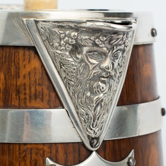 Late 19th Century Handsome Antique English Oak and Silver-Plated Pitcher, Late 19th Century For Sale - Image 5 of 5
