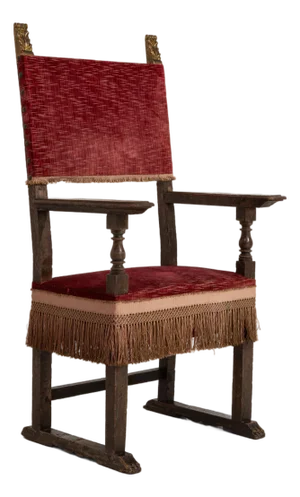 Renaissance Throne With Red Velvet Upholstery
