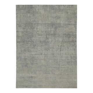 Rug & Kilim’s Abstract Rug in Gray and Stone Blue Geometric Pattern, 9′ × 12′ For Sale