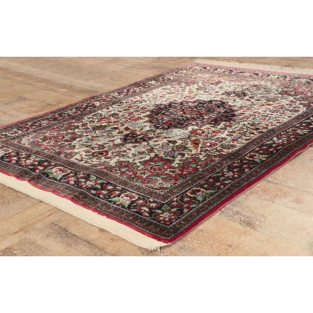 Vintage Persian Qum Rug, 03'07 X 04'10 For Sale - Image 9 of 10