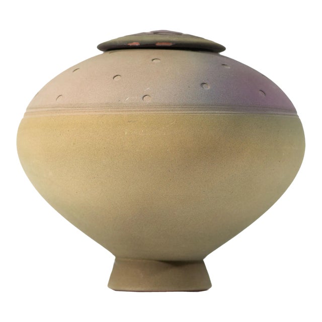 Jim Kemp Signed Postmodern Studio Pottery Lidded Vessel For Sale