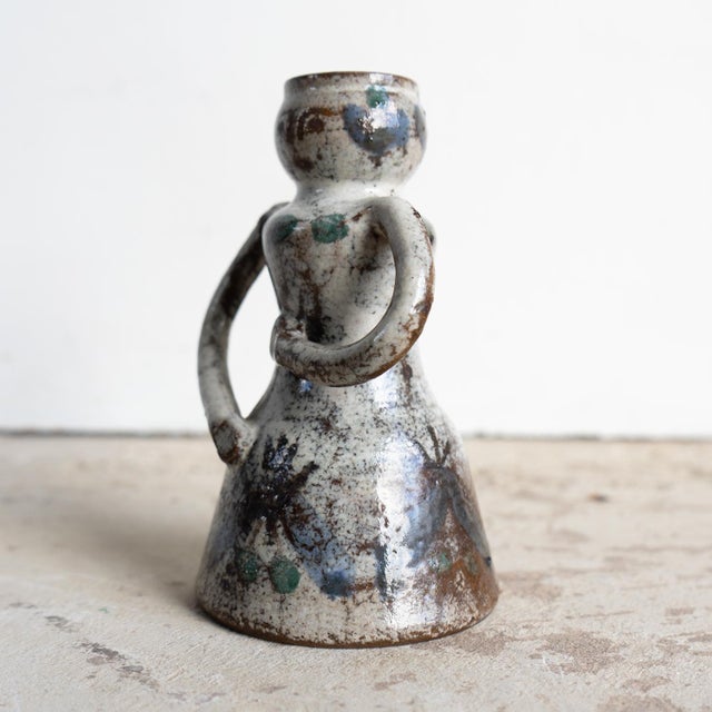 Vintage French Studio Pottery Vase by Gustave Reynaud for Atelier Le Murier For Sale - Image 9 of 11