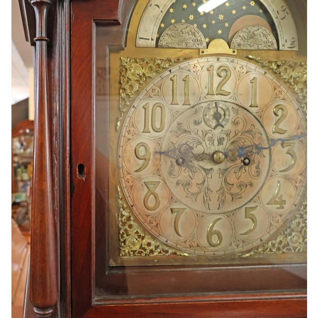Early 20th Century Mahogany Two Weight Herschede Tall Case Grandfather Clock For Sale In New York - Image 6 of 16