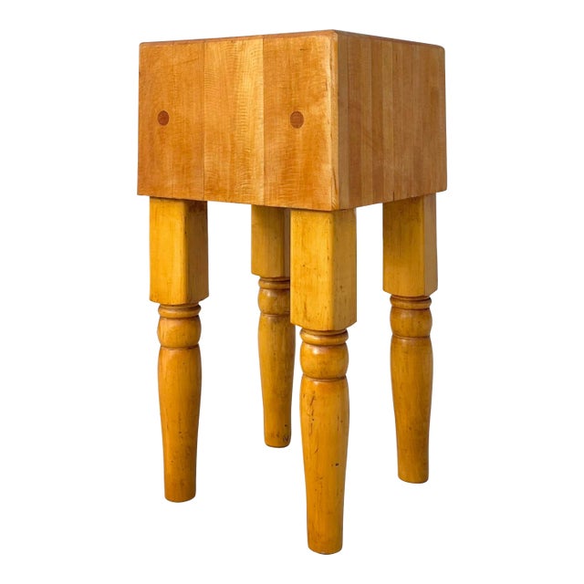 Vintage Petite Butcher Block or Island | Solid Maple Block For Sale