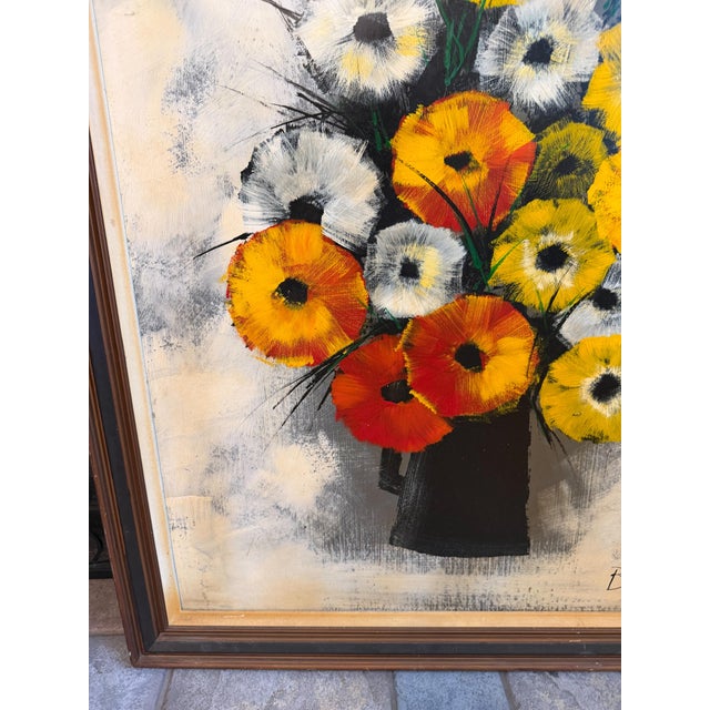 Large Mid-Century Modern Floral Still Life Painting For Sale - Image 4 of 10