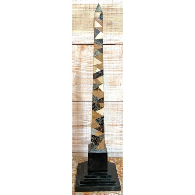 Black Pair of Graduated Tessellated Specimen Marble Obelisks by Maitland-Smith For Sale - Image 8 of 14