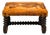 Baroque, Small Footstool, Leather, Turned Walnut, 19th C. For Sale