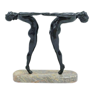 Vintage Art Deco Style Bronze Couple Sculpture
