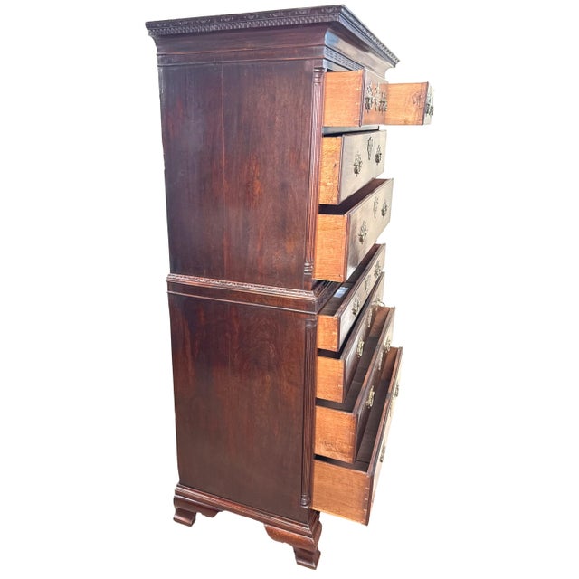 Wood Antique Chippendale Mahogany Tallboy, 1765 For Sale - Image 7 of 14
