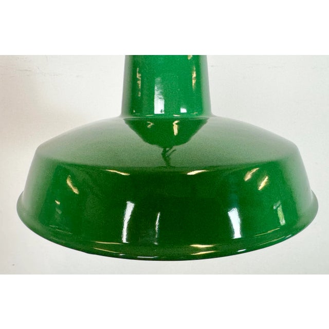 Industrial Green Enamel Factory Pendant Lamp, 1960s For Sale - Image 4 of 16