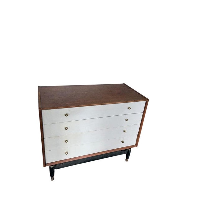 Wood Mid-Century Librenza Chest of Drawers in Teak and White with Brass Handles from E. Gomme, 1960s For Sale - Image 7 of 9
