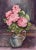 Vibrant and charming watercolor still-life of a bouquet of pink roses by Nancy Martin (English-American, 1906-2000)....
