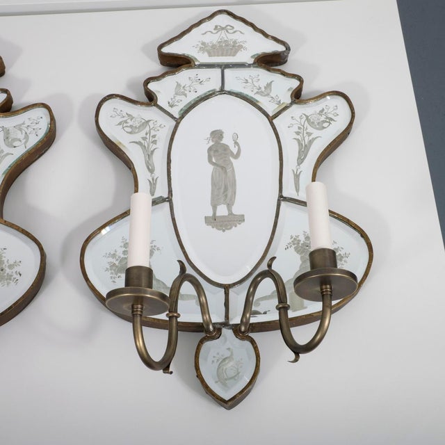 Late 19th Century Pair of 19th Century Venetian Mirror Wall Sconces For Sale - Image 5 of 16