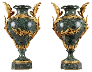Late 19th Century Vases in Marble and Gilt Bronze, Set of 2