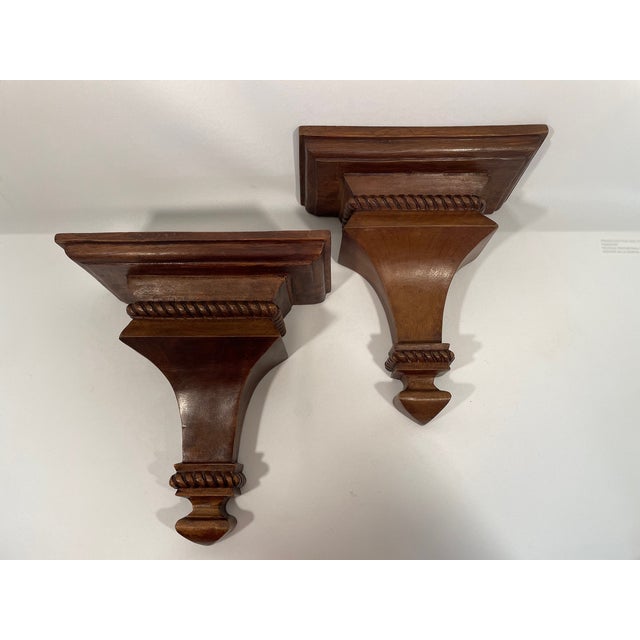 Mid 20th Century Neoclassical Style Wood Corbels Wall Shelf Brackets - A Pair For Sale - Image 14 of 18