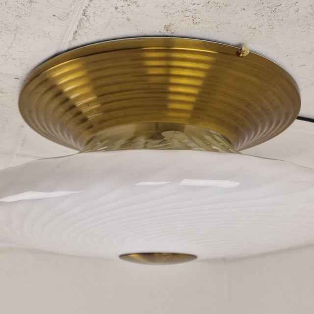 1970s Large Mid-Century Italian Swirl Murano Glass Flush Mount, 1970s For Sale - Image 5 of 13