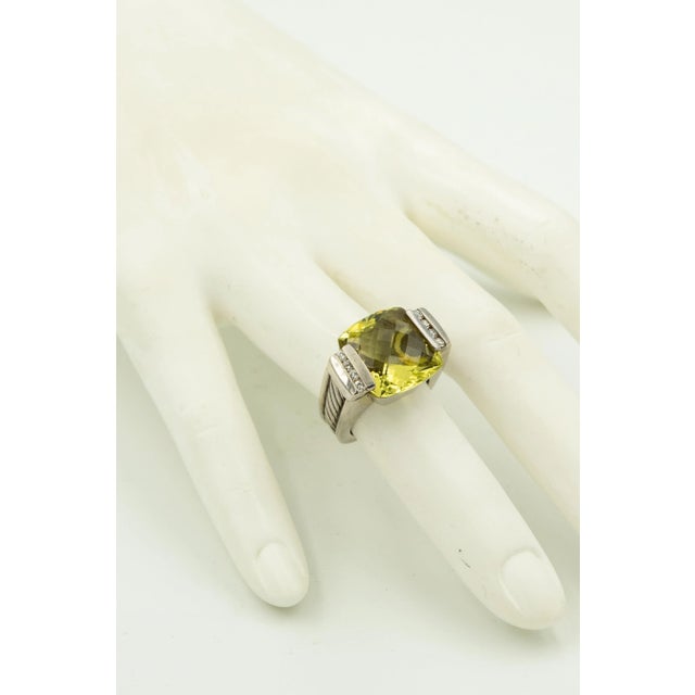 Yurman Green Quartz Diamond Sterling Silver Deco Cable Cocktail Ring size 5.5 For Sale In Miami - Image 6 of 6