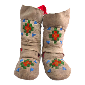 Native American Children's Beaded Suede Leather Moccasins Boots