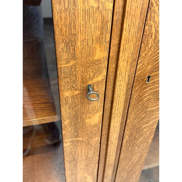 Wood Stickley Furniture Harvey Ellis Design Bookcase With Inlay For Sale - Image 7 of 14