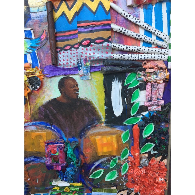 1990s Framed Jazz Musician Painting by Pashyanti Carole Hand For Sale In San Francisco - Image 6 of 7