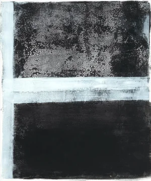 Tux-01 17*24 Original Abstract Reproduction Monoprint Painting by Carrie Bergey - Black White