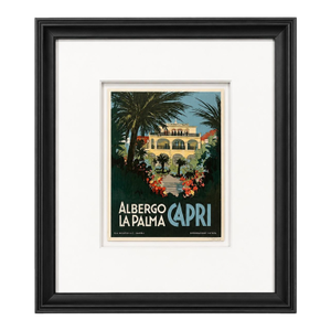 Vintage Albergo La Palma Capri Italy Framed Hotel Luggage Label