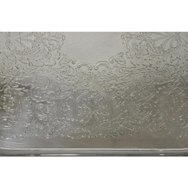 Metal Vintage Sheffield Silver Plated Square Serving Bar Tray W/ Celluloid Handles For Sale - Image 7 of 17