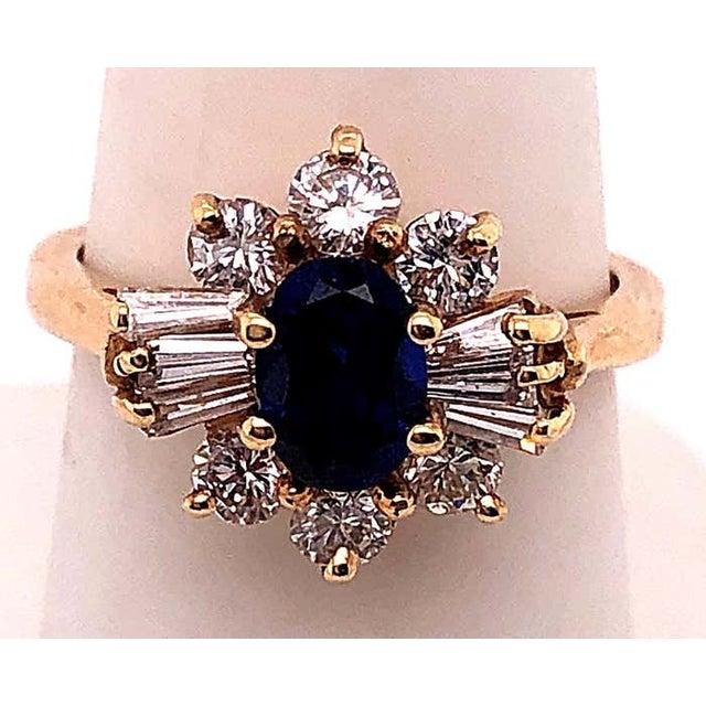 14 Karat Yellow Gold Sapphire Solitaire Ring With Diamond Accents For Sale - Image 11 of 11