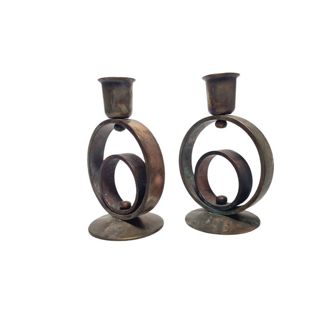 Art Deco Brass Candlesticks, 1930s, Set of 2 For Sale - Image 13 of 14