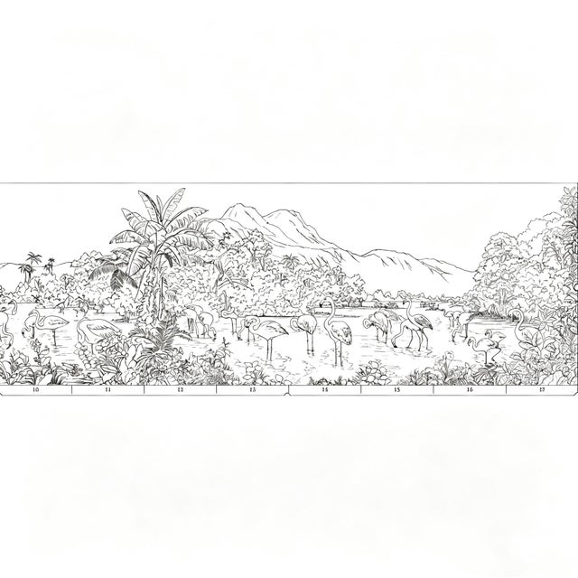 Hand‑Painted Panoramic Flamingo Chinoiserie Wall Mural For Sale - Image 6 of 7
