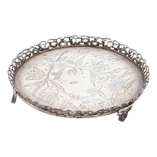 Silver Catchall with Grid For Sale