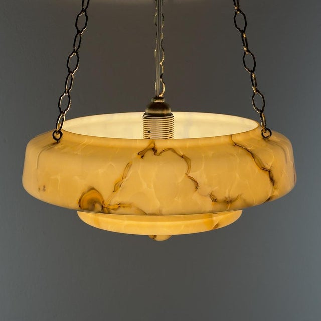 Art Deco Yellow Glass Pendant Lamp, 1930s For Sale - Image 13 of 18