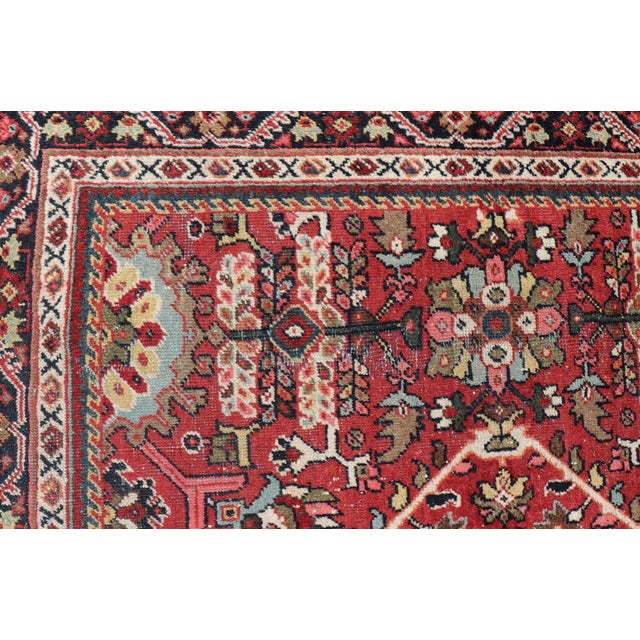 Mid 20th Century Semi Antique Persian Mahal Rug With Medallion Design in Jewel Tones For Sale - Image 10 of 13