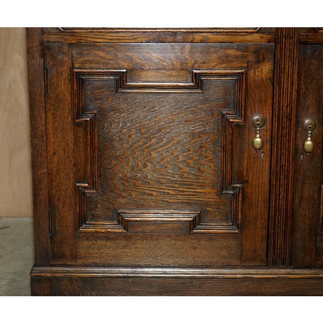Vintage Jacobean Revival English Carved Oak Bookcase, 1900s For Sale - Image 10 of 18