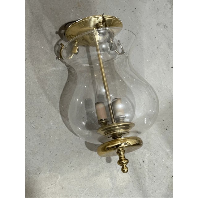 Mid 20th Century Vintage Luminaire Italian Style Solid Brass Flush Mount For Sale - Image 5 of 7