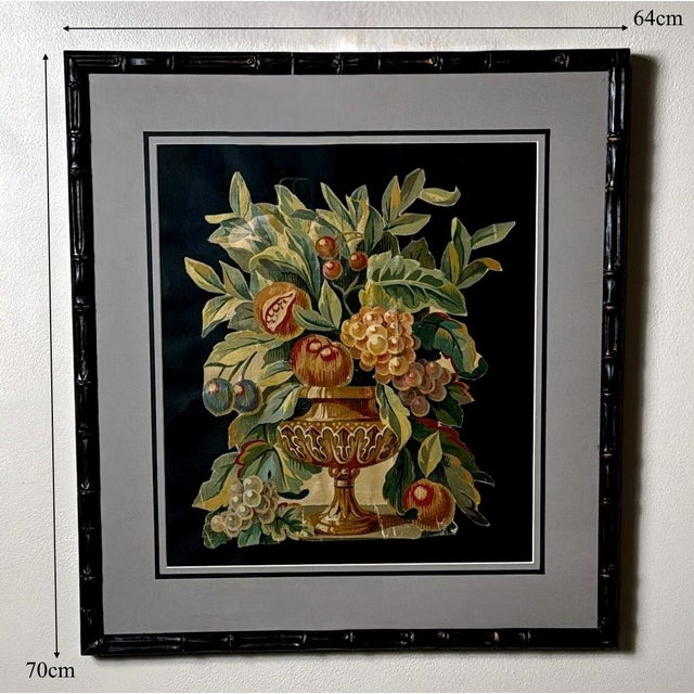 Painting Cutout Oil on Canvas Framed With Faux-Bamboo Wood -02 For Sale - Image 12 of 12