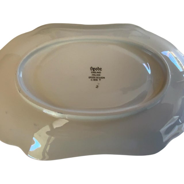 Ceramic Vintage Authentic Spode Blue Italian Gray Boat & Under Plate England For Sale - Image 7 of 8