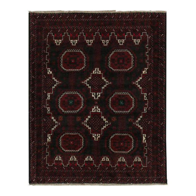 Rug & Kilim’s Baluch Tribal Rug in Burgundy With Geometric Patterns For Sale